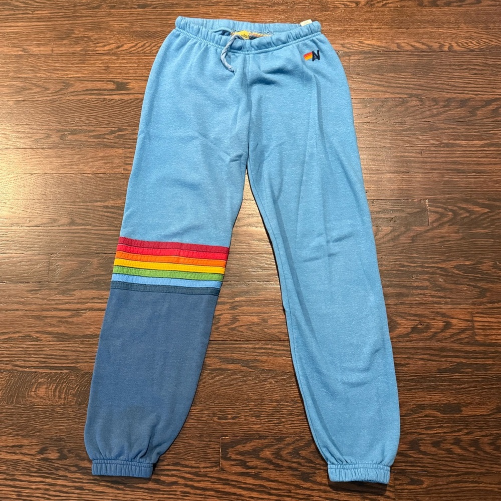 Aviator Nation rainbow stitch sweatpants, size Small
